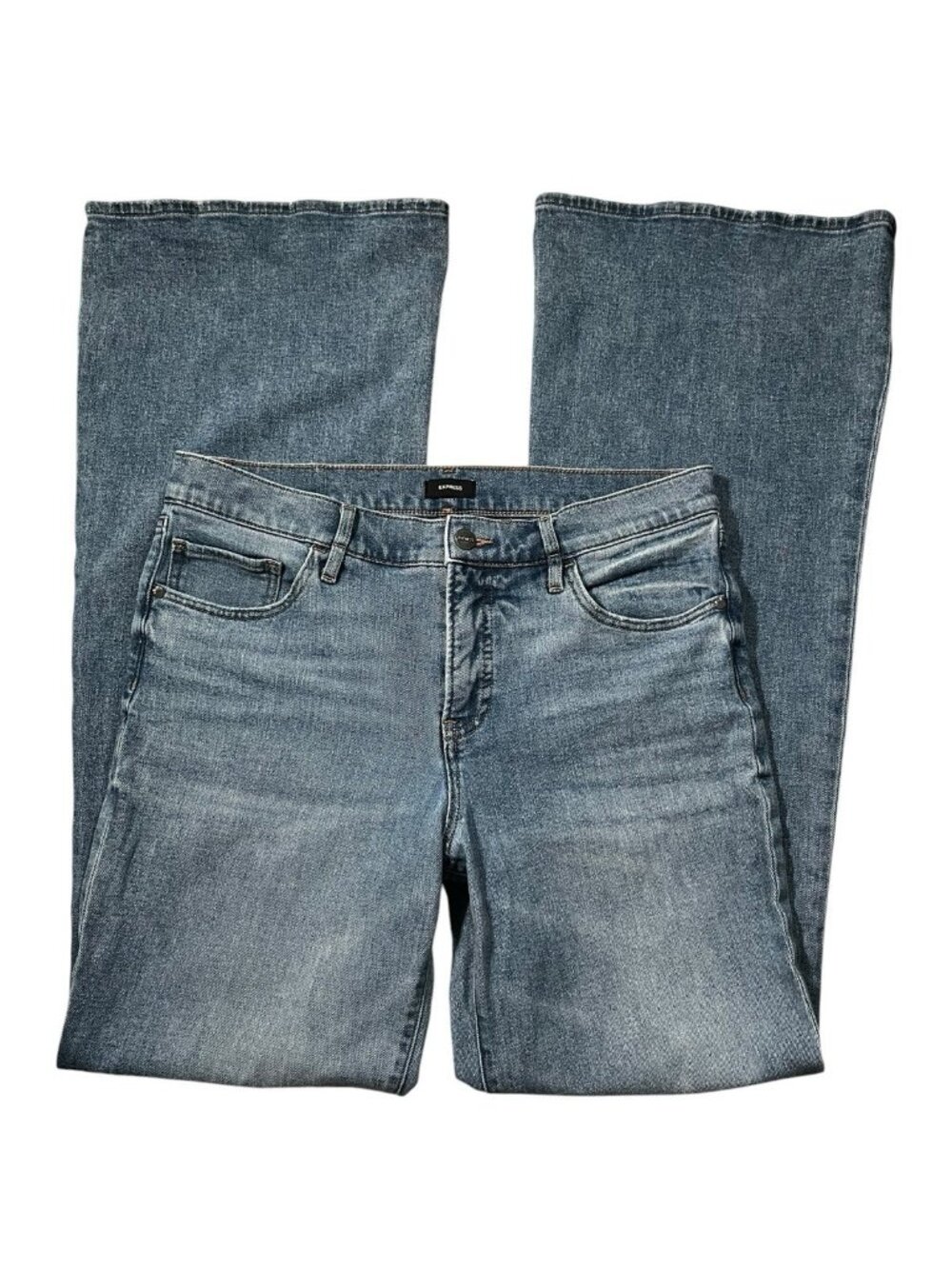 Express 70's Flare Mid Rise Stretch Jeans Women's 10 Long